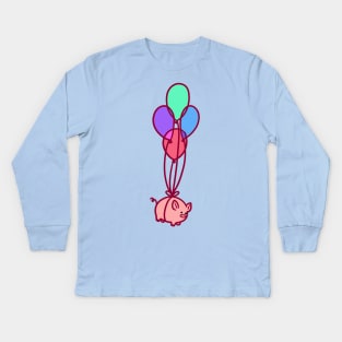 Balloon Piggy Kids Long Sleeve T-Shirt